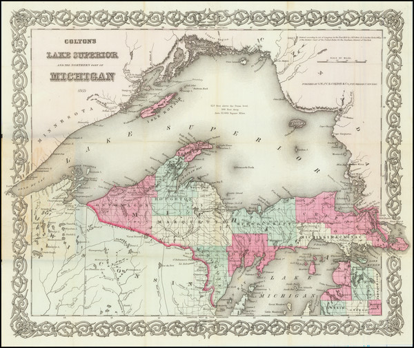 65-Michigan Map By Joseph Hutchins Colton