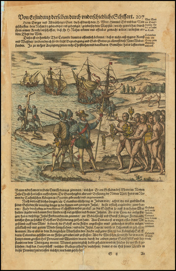 78-Hispaniola Map By Theodor De Bry / Matthaus Merian
